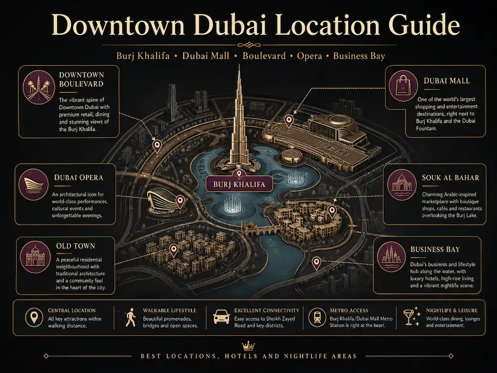 Downtown Dubai Burj Khalifa and Dubai Mall location guide